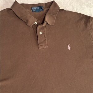 Polo Ralph Lauren Mens Shirt Size XXL Brown Heritage Pink Pony Vintage
